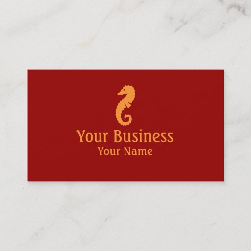 Customizable Orange Seahorse theme simple custom cards Business Card Templates