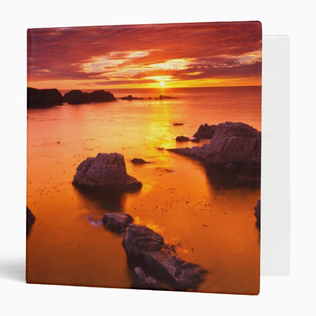 Orange seascape, sunset, California 3 Ring Binder (Front/Inside)