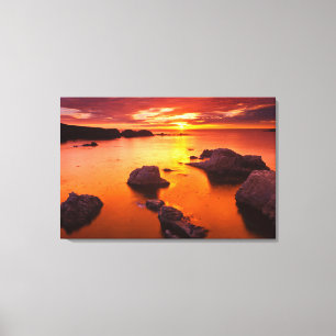 Orange seascape, sunset, California Canvas Print