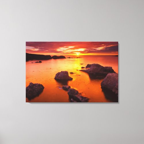 Orange seascape sunset California Canvas Print