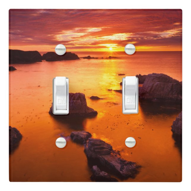 Orange seascape, sunset, California Light Switch Cover (In Situ)