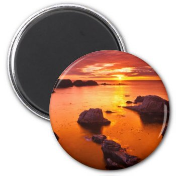 Orange Seascape  Sunset  California Magnet by tothebeach at Zazzle