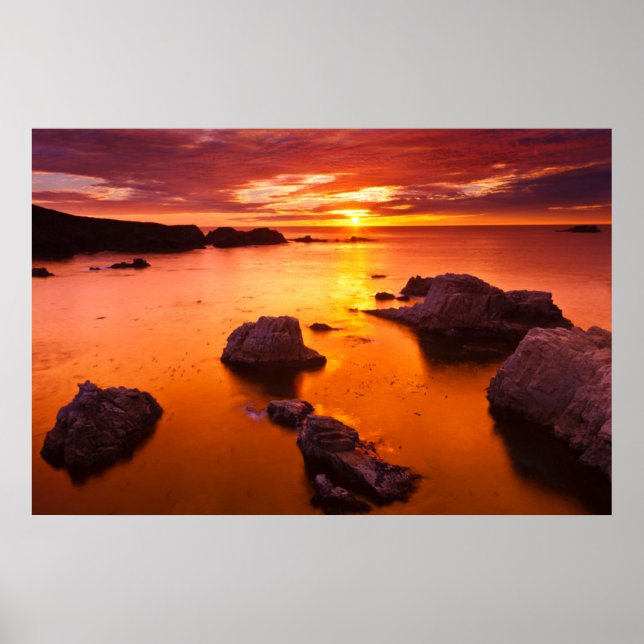 Orange seascape, sunset, California Poster (Front)