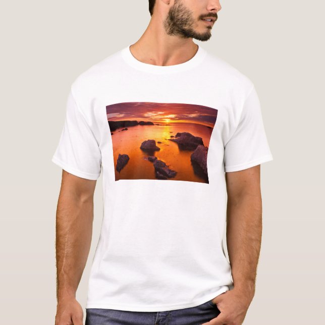 Orange seascape, sunset, California T-Shirt (Front)