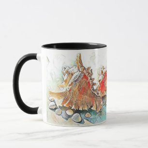 Orange Seashells on beach watercolor painting Mug