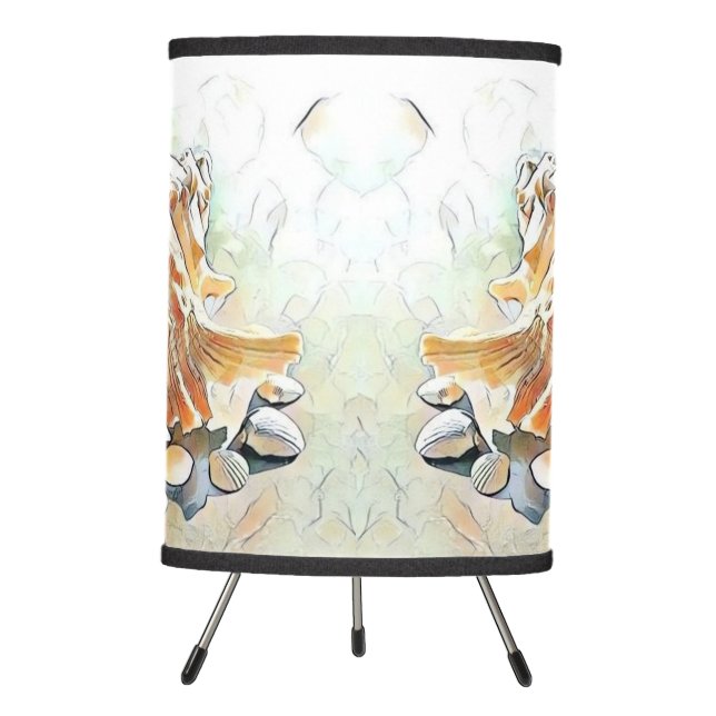 Orange Seashells on beach watercolor painting  Tripod Lamp (Front)