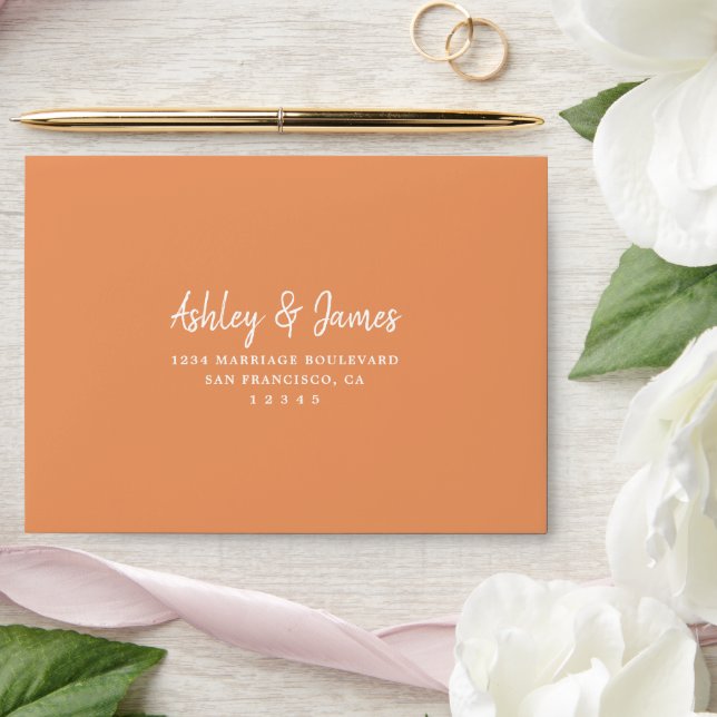 Orange Self-Addressed RSVP Envelope (Wedding)