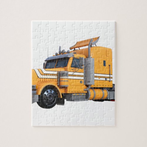 Orange Semi Tractor Trailer Jigsaw Puzzle