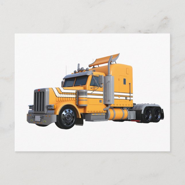 Orange Semi Tractor Trailer Postcard (Front)