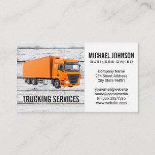 Orange Semi Trucking Services Construction Business Card