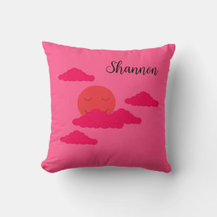 Orange Setting Sun in Red Sky: Throw Pillow