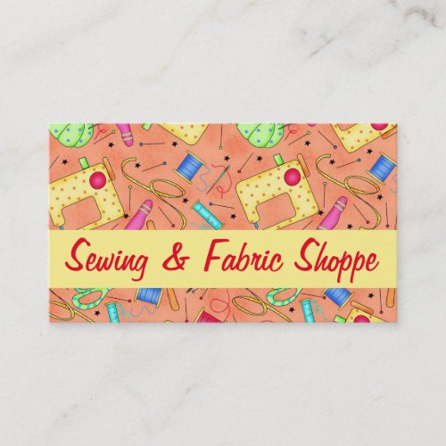 Orange Sewing Notions Art Fabric Store Business Card