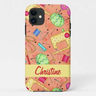 Orange Sewing Notions Art Name Personalized iPhone 11 Case
