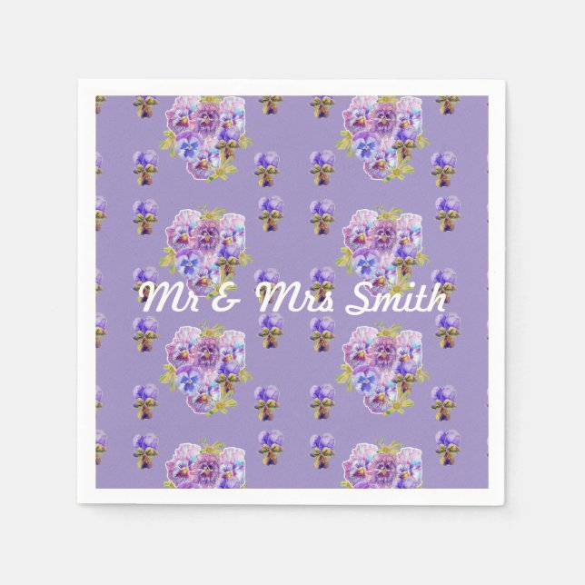 Orange Shabby Poppy Decor Serviette Napkins Purple (Front)