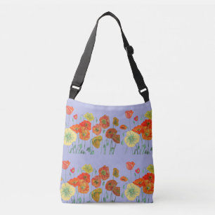 Orange Shabby Poppy Floral Crosbody bag Lilac