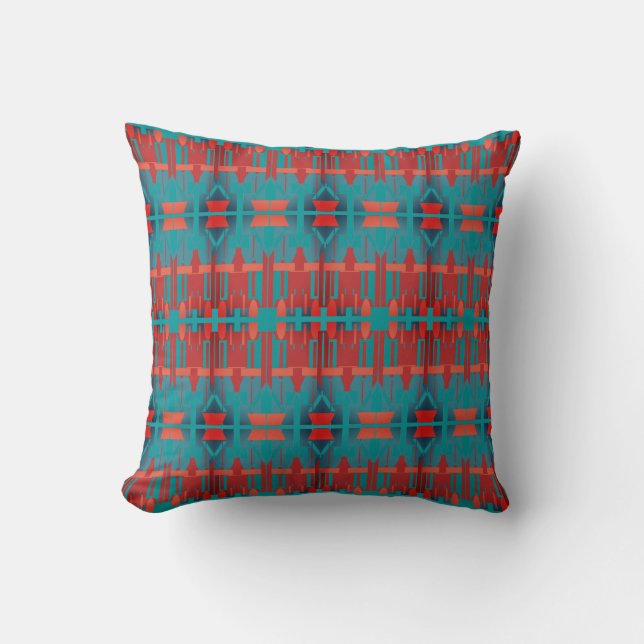 Orange Shades Red Teal Horizontal Mediterranean Throw Pillow (Front)