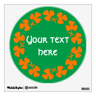 Orange Shamrocks Border Add Text Wall Decal