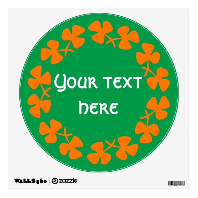 Orange Shamrocks Border Add Text Wall Decal (Front)