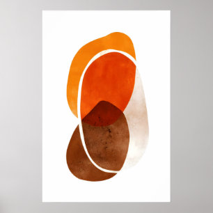 Orange Shapes Art Print Layered Rounded Forms