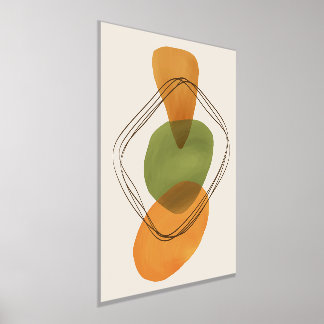 Orange Shapes Hand-Drawn Watercolors Modern Art 3 Foil Prints