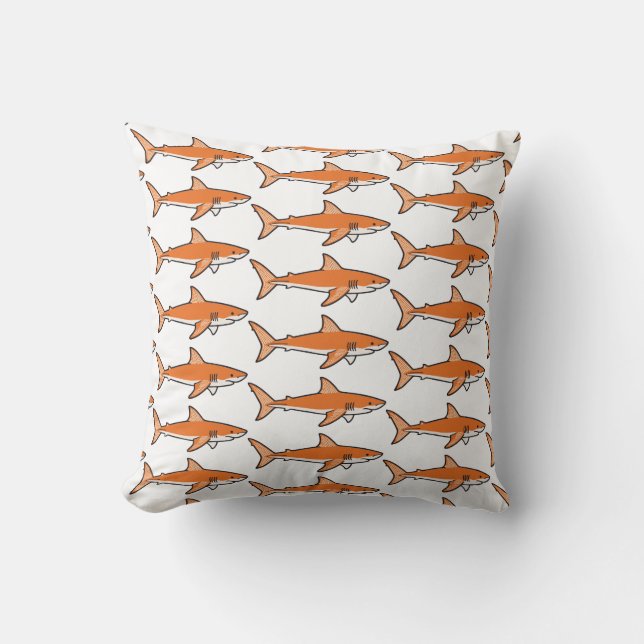 Orange Shark Throw Pillow (Front)