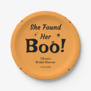 Orange She Found Her Boo Halloween Bridal Shower Paper Plates