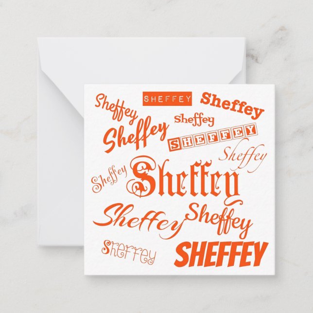 Orange Sheffey Fonts - 9569 Note Card (Front)