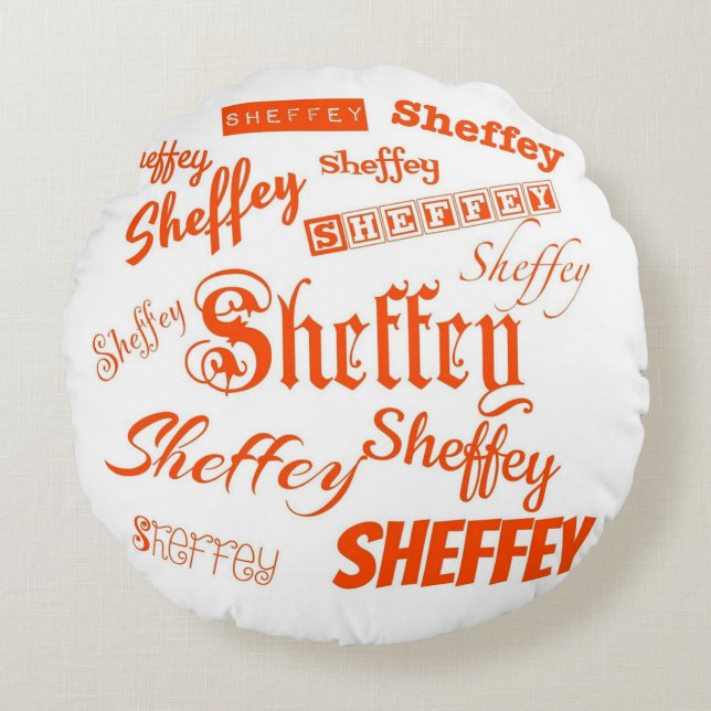 Orange Sheffey Fonts - 9569 Round Pillow (Front)