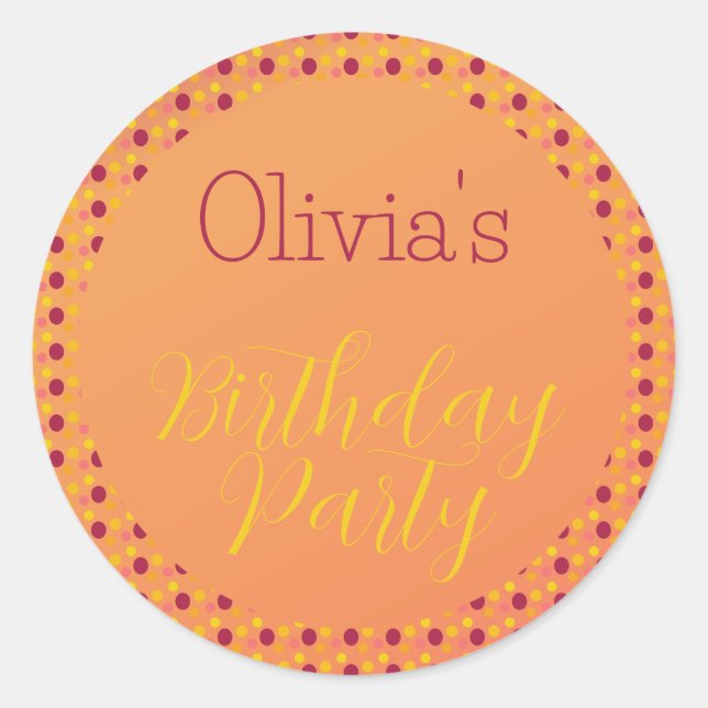 Orange Sherbet Sprinkle Birthday Sticker (Front)