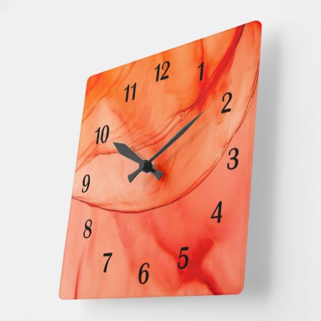 Orange Sherbet Square Wall Clock