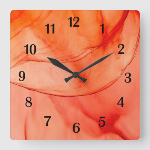 Orange Sherbet Square Wall Clock