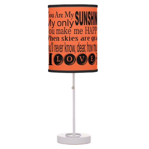 Orange Sherbet You Are My Sunshine Table Lamp
