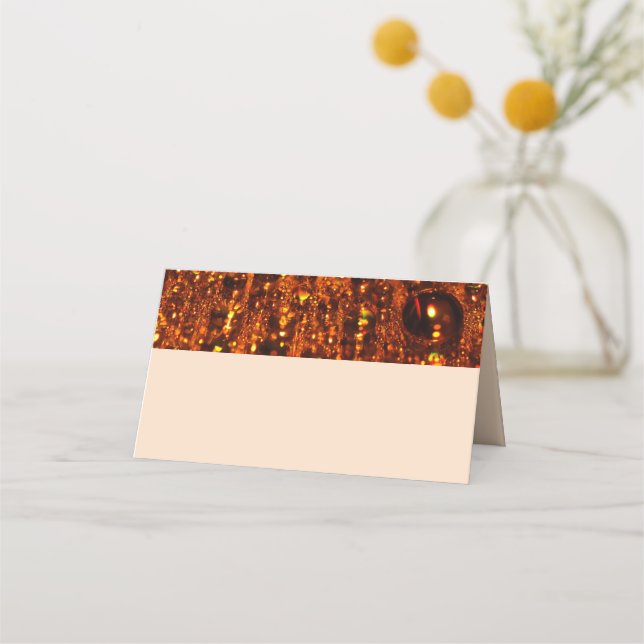 Orange Shimmer Lights Place Card (Front)