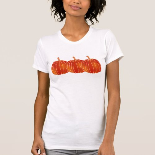 Orange Shiny Fall Halloween Autumn Pumpkins Custom T_Shirt