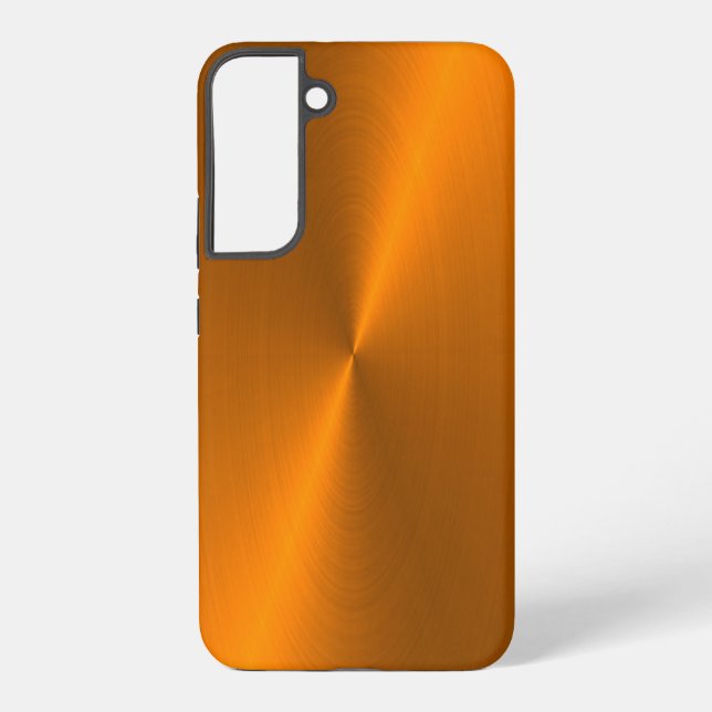 Orange shiny faux metal samsung galaxy case (Back)