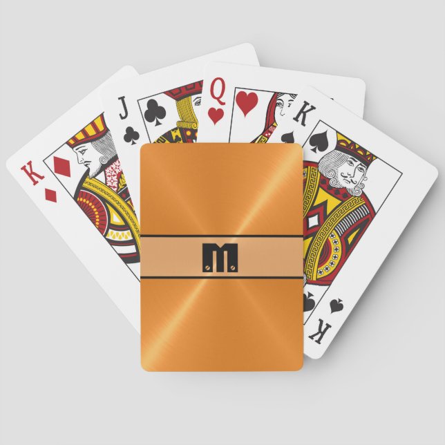 Orange Shiny Stainless Steel Metal 5 Poker Cards (Back)