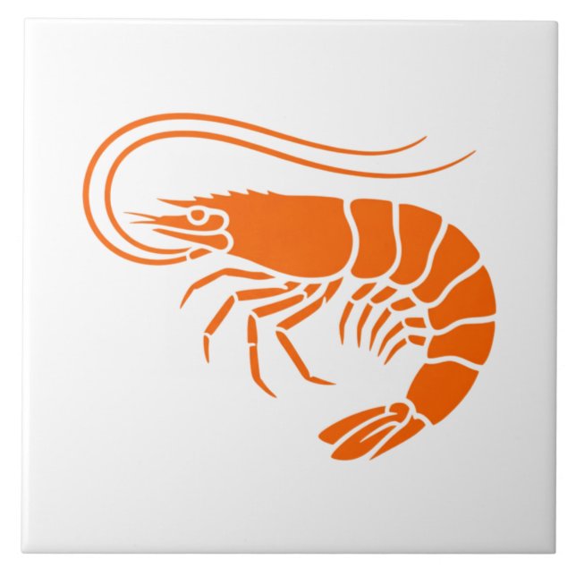 Orange Shrimp Ceramic Tile (Front)