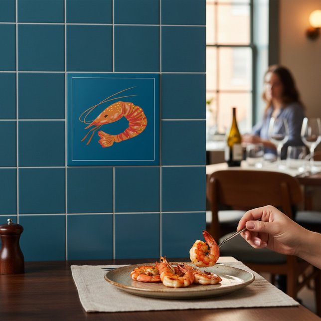 Orange Shrimp Seafood Illustration Tile (Creator Uploaded)