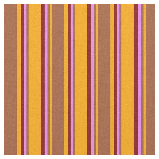 Orange, Sienna, Violet & Maroon Stripes Pattern Fabric