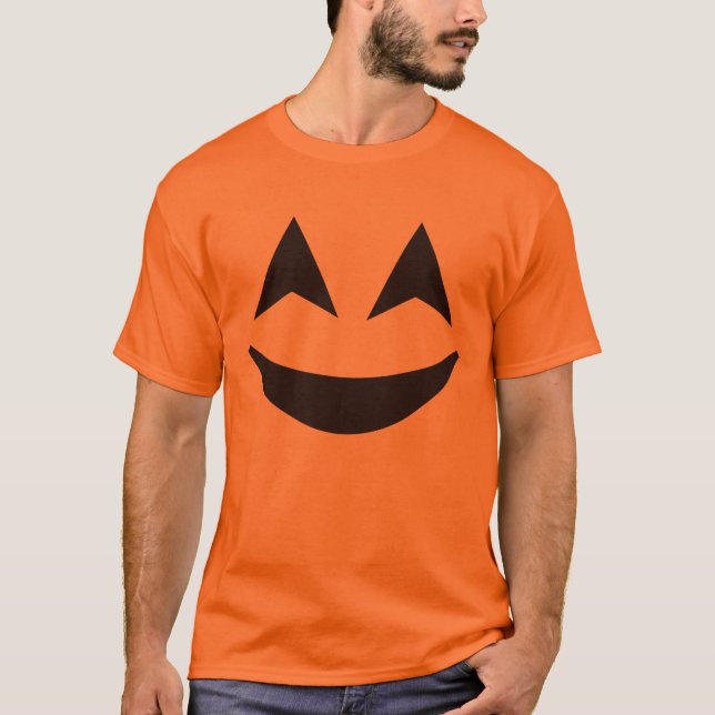 Orange Silly Face Jack O'Lantern Pumpkin T-Shirt (Front)
