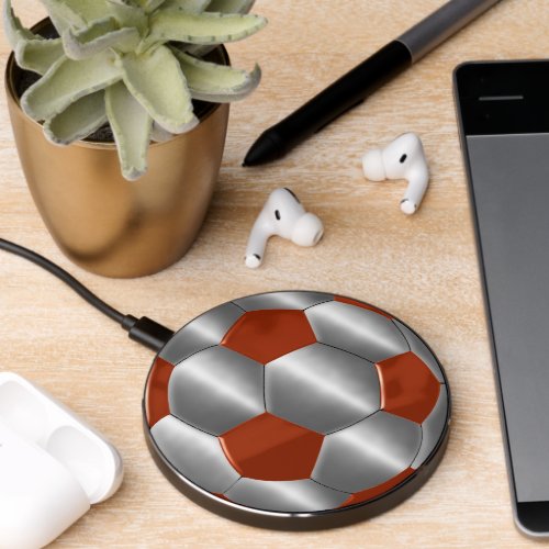 Orange Silver Soccer Ball Futbol Wireless Charger