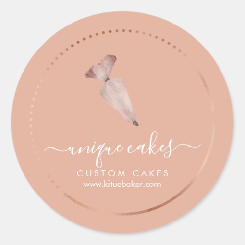 Orange Simple Bakery Logo Pastry Chef Classic Round Sticker