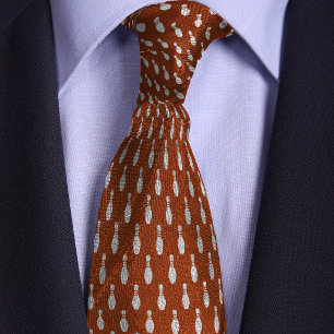 Orange Simple Bowling Pin Design Neck Tie