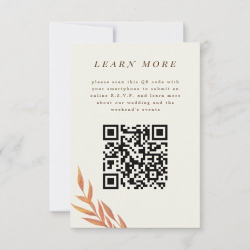 Orange Simple Branch Wedding Information Card