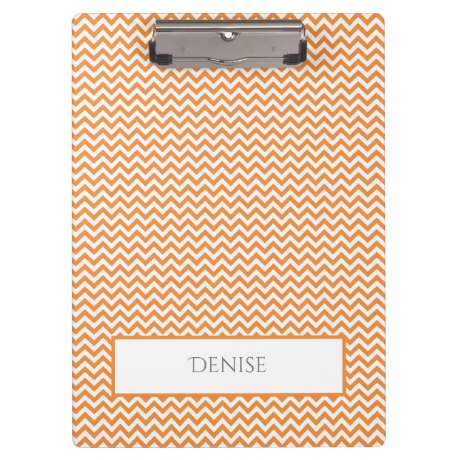 Orange Simple Chevron Personalized Clipboard (Front)