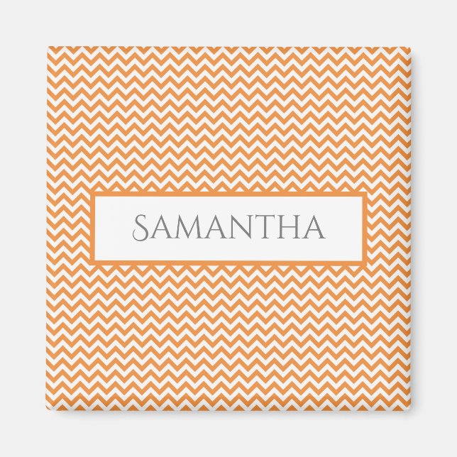 Orange Simple Chevron Personalized Magnet (Front)