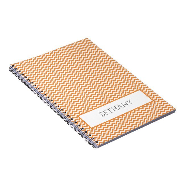 Orange Simple Chevron Personalized Notebook (Right Side)