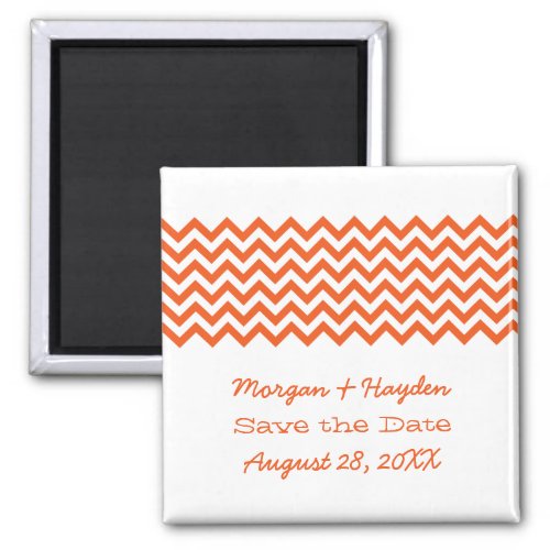 Orange Simple Chevron Save the Date Magnet