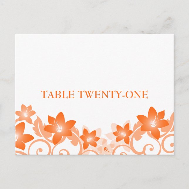 Orange Simple Floral Table Number Postcard (Front)