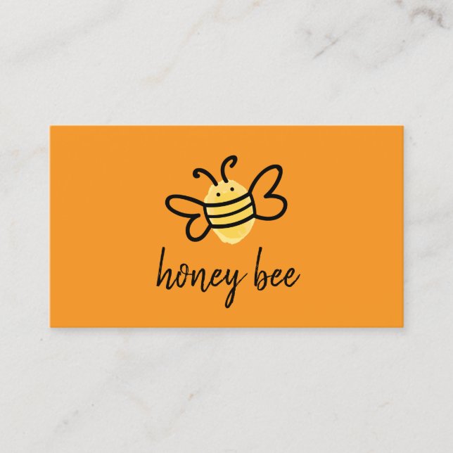 Orange Simple Honey Bee Business Card (Front)